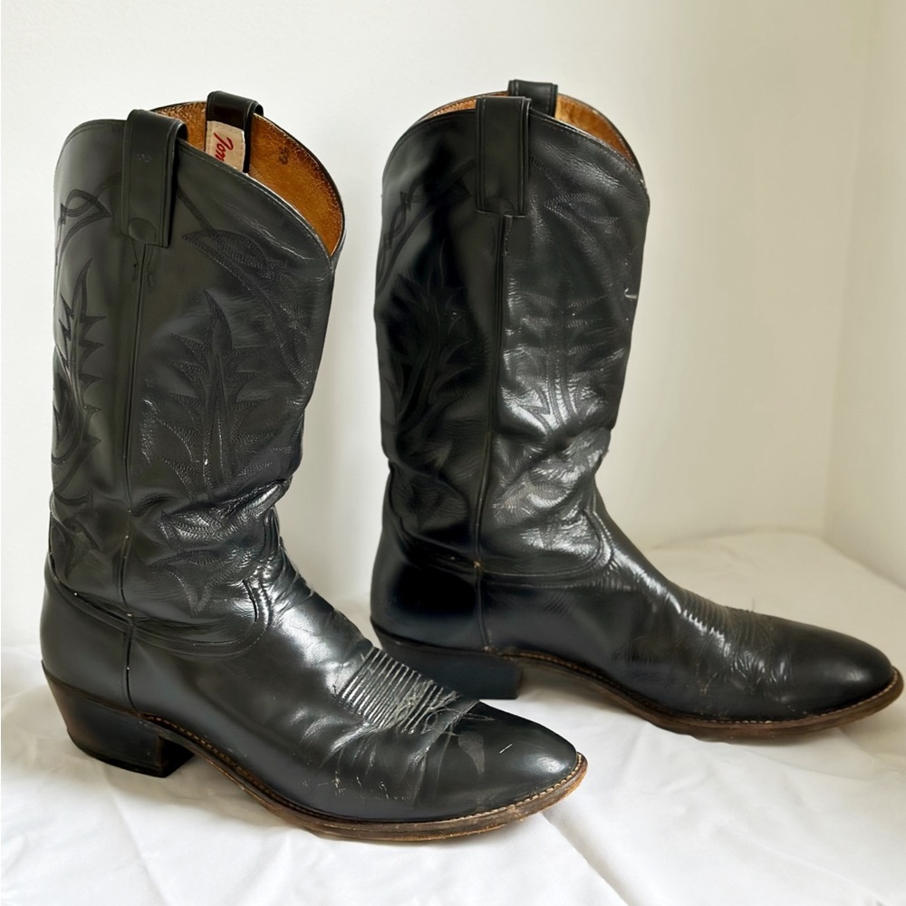 Tony Lama Western Boots Black Mens Size 12